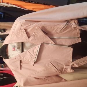 Pink leather jacket size m